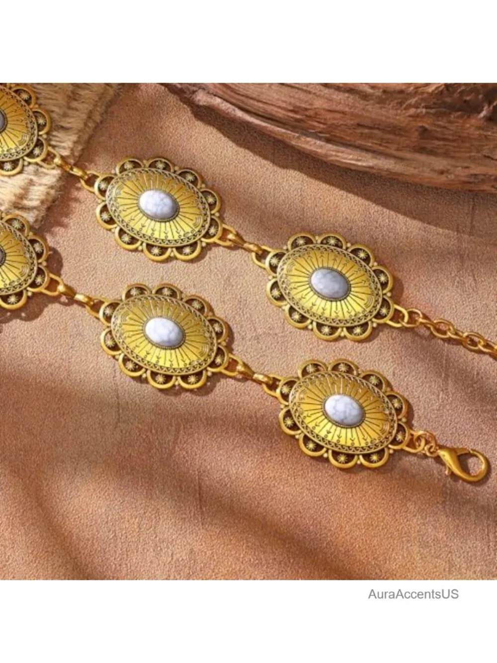 Western Cowgirl Chain Belt Adjustable Metal Concho Waist Belt for Dresses Jeans